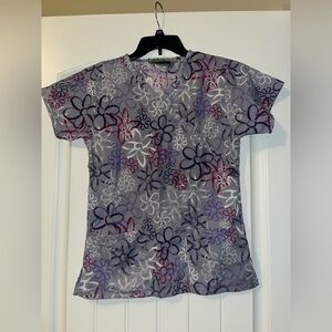 Floral Print Scrub Top